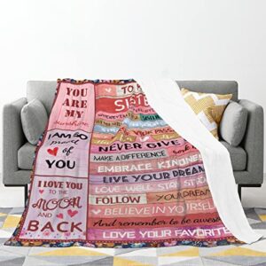 to My Sister Blankets Sister Gift Birthday Gifts for Sister Soft Cozy Flannel Throw Blanket for Bed Couch Sofa 60"x50"