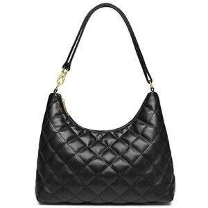 nacolulu quilted shoulder handbag,wallet bag shoulder bag top handle satchel purse,lightweight quilted tote purse (black)