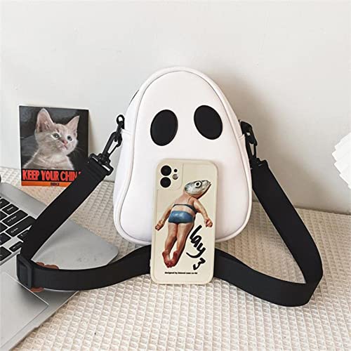 AfupGb Halloween Purse Cute Ghost Bag, Funny Cartoon Ghost Sarchel Crossbody Bag for Women, Women Shoulder Bags (White)