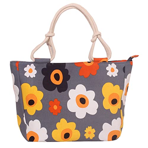 Women's Crossbody Tote Canvas Retro Bag Floral Clutch Bag Shoulder Bag Muti Pocket Handbag Cotton Purse