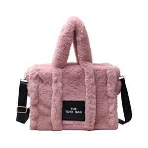 zawasstu the tote bags for women, fluffy tote bags top-handle crossbody handbag trendy plush tote bag for travel work
