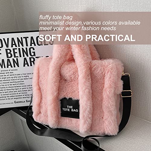 Zawasstu The Tote Bags for Women, Fluffy Tote Bags Top-Handle Crossbody Handbag Trendy Plush Tote Bag for Travel Work