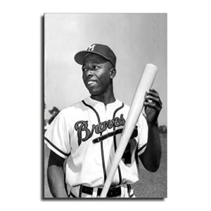 hank aaron milwaukee braves baseball poster decorative painting canvas wall art living room posters bedroom painting 16x24inch(40x60cm)