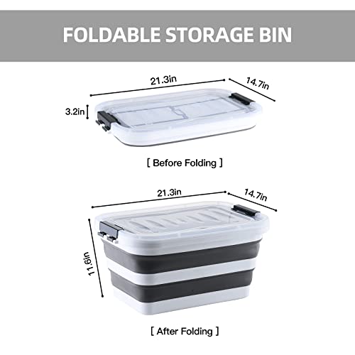 Large Storage Bags with Wheels, Heavy Duty Clothes Storage Bins Foldable Closet Organizer Storage Containers Latching Lids, 32Qt Collapsible Storage Box for Clothing, Blankets, Comforters, Bedding and Toys