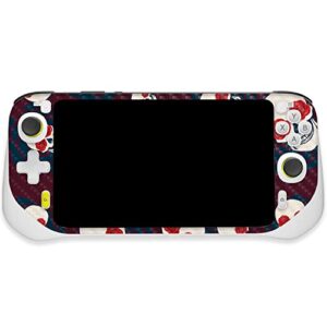 mightyskins carbon fiber skin compatible with logitech g cloud gaming handheld – skulls n roses | protective, durable textured carbon fiber finish | easy to apply | made in the usa
