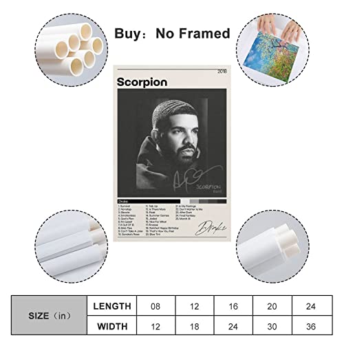 Drake Poster Scorpion Album Music Canvas Art Poster And Wall Art Modern Family Bedroom Office Dorm Decor Gift 12x18inch(30x45cm)