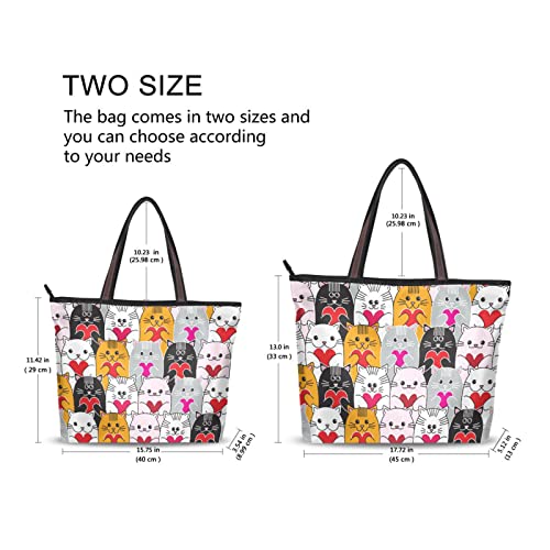 KFBE Women Tote Bags Cute Cat Top Handle Satchel Handbags Shoulder Bag for Shopping L H080509