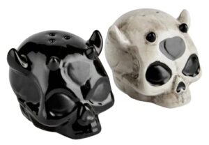 killstar ashmedai salt & pepper shakers skull devil horns goth spooky