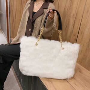 Tote Bag large Shoulder Bag Fleece Faux Fur Hobo Tote Bag Handbag Retro Bag Solid Color Big Chic Purse