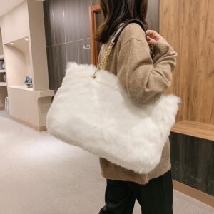 Tote Bag large Shoulder Bag Fleece Faux Fur Hobo Tote Bag Handbag Retro Bag Solid Color Big Chic Purse