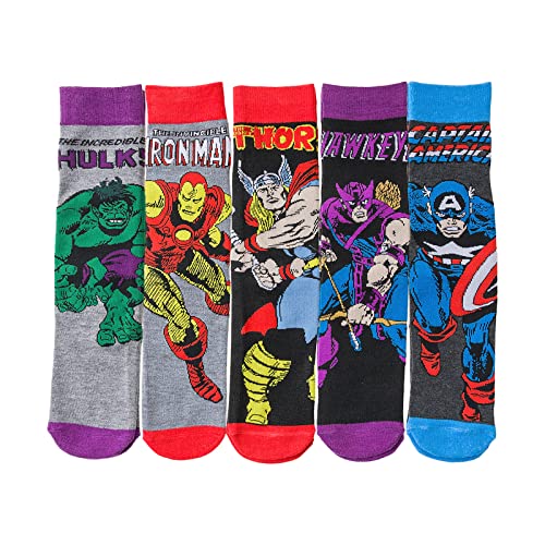 ALAHEIJQ Marvel Funny Crew Socks 5 Pack, Cartoon Crazy Superhero Character Socks for Men,US Size 9-11