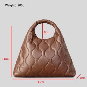 HACODAN Puffer Tote Bag Fashion Quilted Bag for Women Designer Puffy Purse Handbags Down Padded (Brown)