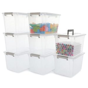 citylife 8 packs 5.3 qt plastic storage bins with latching lids clear storage box with handle stackable storage containers for organizing toys, crafts, legos, tools