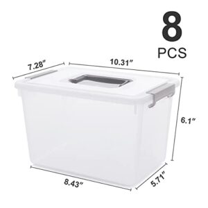 Citylife 8 Packs 5.3 QT Plastic Storage Bins with Latching Lids Clear Storage Box with Handle Stackable Storage Containers for Organizing Toys, Crafts, Legos, Tools