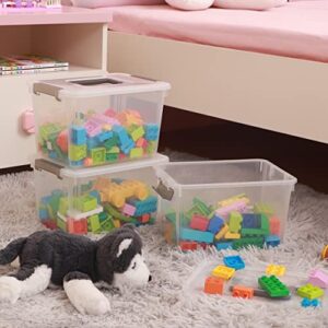 Citylife 8 Packs 5.3 QT Plastic Storage Bins with Latching Lids Clear Storage Box with Handle Stackable Storage Containers for Organizing Toys, Crafts, Legos, Tools