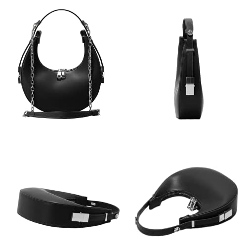 Shoulder Bag Crescent Handbag, Leather Armpit Bag, Shoulder Bag For Women Vintage Bag, Business Bag Leisure Bag (Black)