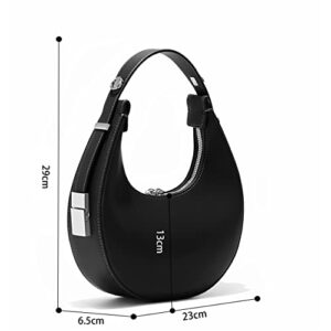 Shoulder Bag Crescent Handbag, Leather Armpit Bag, Shoulder Bag For Women Vintage Bag, Business Bag Leisure Bag (Black)