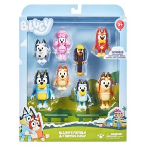 bluey family and friends 2.5 inch action figure set, 8 pieces