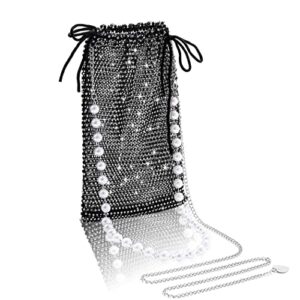 yokawe sparkly crossbody purse rhinestone evening handbags mesh clutch purses for women cell phone wallet