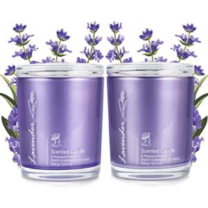 2 pack lavender scented candles for home scented – birthday mother’s day gifts for women men, mom, bff – anniversary box gift for her, girlfriend, wife – soy wax aromatherapy candles gifts for women