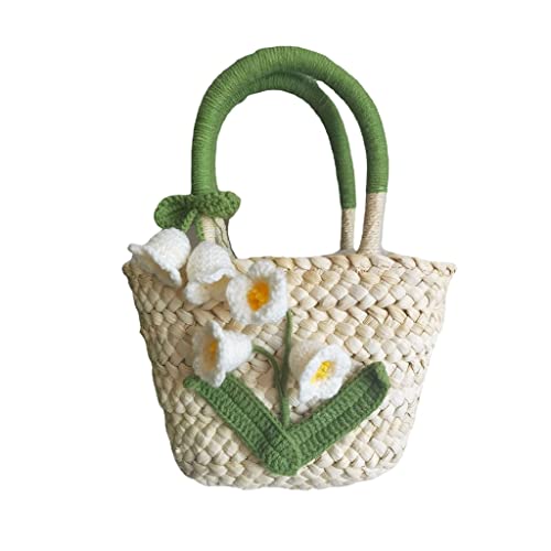 JKUYWX Summer Small Handmade Woven Bag Idyllic Outing Camping Beach Beach Bag