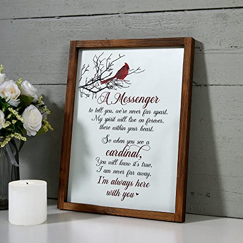 WOODEXPE Sympathy Gift Wood Memorial Plaque Memorial Gift for Loss of Loved One - A Messenger 14 X 11 Inches