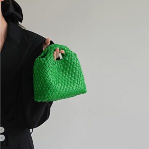 Handmade Woven Bags for Women with Coin Purse Fashion Handbag Female Shoulder Bags Foldable Chain Small Tote Crossbody Bags (Green)