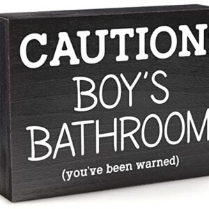 Kids Bathroom Sign for Boys Bathroom Decor - Caution Kids Bathroom Sign for Boy Bathroom Decor for Boys