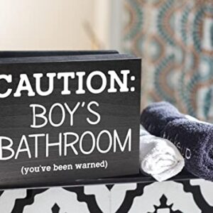 Kids Bathroom Sign for Boys Bathroom Decor - Caution Kids Bathroom Sign for Boy Bathroom Decor for Boys