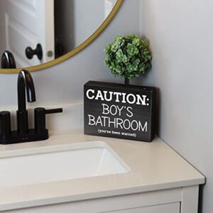 Kids Bathroom Sign for Boys Bathroom Decor - Caution Kids Bathroom Sign for Boy Bathroom Decor for Boys