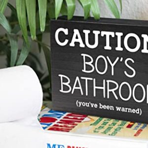 Kids Bathroom Sign for Boys Bathroom Decor - Caution Kids Bathroom Sign for Boy Bathroom Decor for Boys