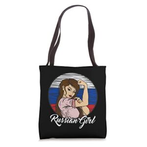 russian flag russia russian girl tote bag