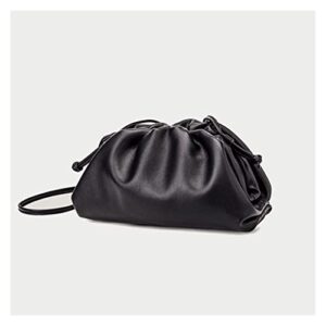 ingmingdi caojiaxiaopu women leather clutch party bag pouch large dumplings handbag (color : black, size : 21x7x13 cm)