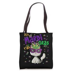 it’s mardi gras y’all cat lover carnival party mardi gras tote bag