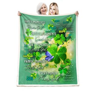 onecmore christian gifts religious gifts for women serenity prayers throw blanket,inspirational gifts get well soon healing warm hugs sympathy gifts st. patrick’s day decorations shamrock irish gifts