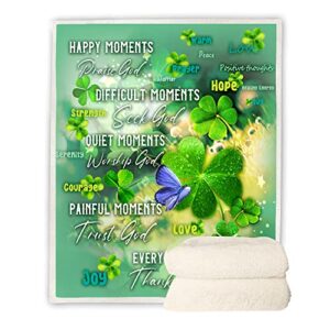 Onecmore Christian Gifts Religious Gifts for Women Serenity Prayers Throw Blanket,Inspirational Gifts Get Well Soon Healing Warm Hugs Sympathy Gifts St. Patrick's Day Decorations Shamrock Irish Gifts