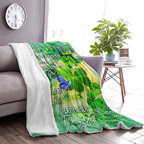 Onecmore Christian Gifts Religious Gifts for Women Serenity Prayers Throw Blanket,Inspirational Gifts Get Well Soon Healing Warm Hugs Sympathy Gifts St. Patrick's Day Decorations Shamrock Irish Gifts