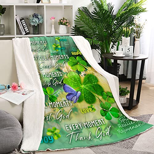 Onecmore Christian Gifts Religious Gifts for Women Serenity Prayers Throw Blanket,Inspirational Gifts Get Well Soon Healing Warm Hugs Sympathy Gifts St. Patrick's Day Decorations Shamrock Irish Gifts