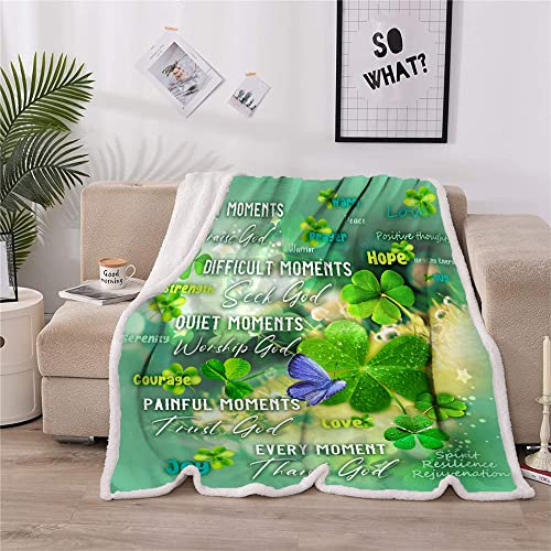 Onecmore Christian Gifts Religious Gifts for Women Serenity Prayers Throw Blanket,Inspirational Gifts Get Well Soon Healing Warm Hugs Sympathy Gifts St. Patrick's Day Decorations Shamrock Irish Gifts