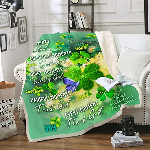 Onecmore Christian Gifts Religious Gifts for Women Serenity Prayers Throw Blanket,Inspirational Gifts Get Well Soon Healing Warm Hugs Sympathy Gifts St. Patrick's Day Decorations Shamrock Irish Gifts