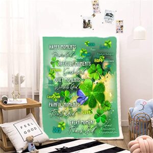 Onecmore Christian Gifts Religious Gifts for Women Serenity Prayers Throw Blanket,Inspirational Gifts Get Well Soon Healing Warm Hugs Sympathy Gifts St. Patrick's Day Decorations Shamrock Irish Gifts