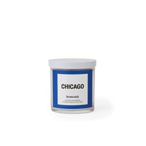 homesick premium scented candle, chicago – scents of sandalwood, bergamot, 7.5 oz, 30-35 hour burn, gifts, soy blend candle home decor, relaxing aromatherapy candle