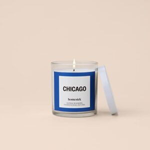 Homesick Premium Scented Candle, Chicago - Scents of Sandalwood, Bergamot, 7.5 oz, 30-35 Hour Burn, Gifts, Soy Blend Candle Home Decor, Relaxing Aromatherapy Candle