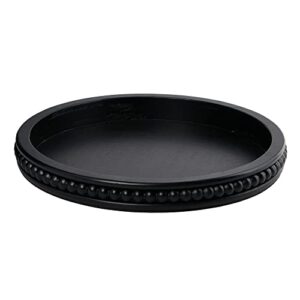 creative co-op farmhouse decorative wood circle hobnail edge, black tray