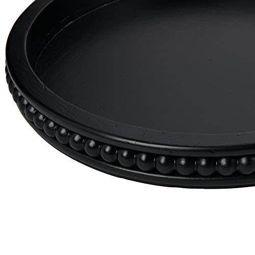 Creative Co-Op Farmhouse Decorative Wood Circle Hobnail Edge, Black Tray