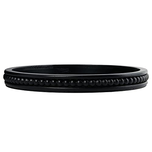 Creative Co-Op Farmhouse Decorative Wood Circle Hobnail Edge, Black Tray