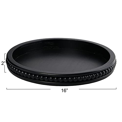 Creative Co-Op Farmhouse Decorative Wood Circle Hobnail Edge, Black Tray