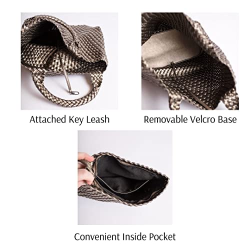 Knotted Fashion Woven Bag and Purse | Top Handle Ladies Leather Tote Bag Large Capacity Women Handbags for Shopping, Travelling | Handmade Shoulder Bags