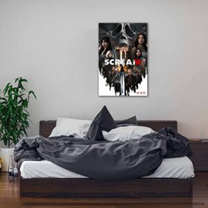 RONTIMOO 2023 Scream 6 Movie Poster Horror Movie Canvas Wall Art Modern Home Bedroom Decor Large Size Print Collection Mural Gift (Black,Canvas roll 12x18inch)