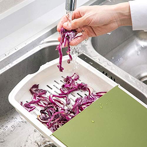 GINHA Chopping Board Set Kitchen Cutting Board Plastic Chopping Board Block with Drain Basket Storage Box Cutting Mat Pad